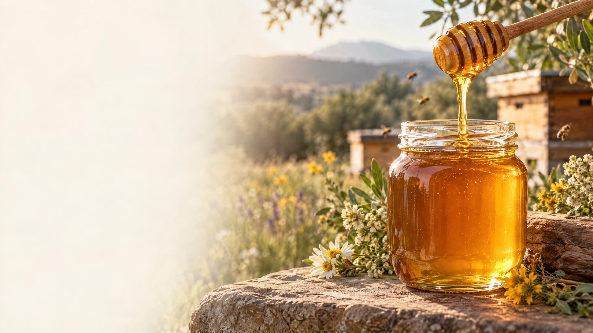 برطمان عسل طبيعي مع مغرفة خشبية